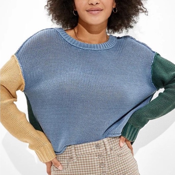 American Eagle Colorblock Sweater womens size medium - Picture 1 of 6